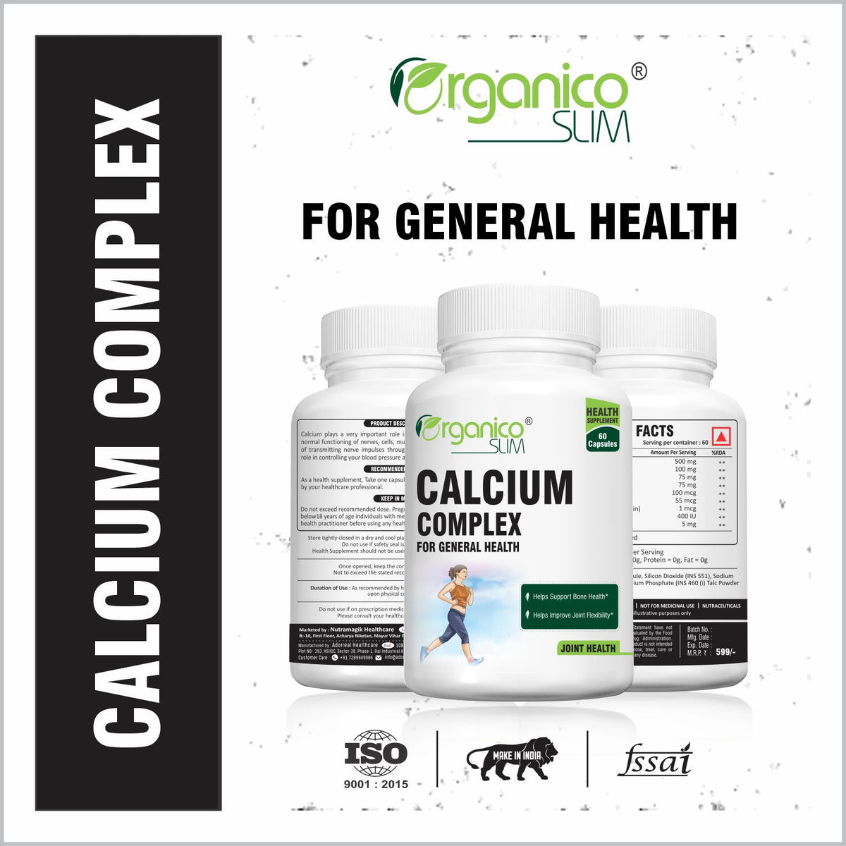 Calcium Complex for Healthy Joints and Bone Density -60 Capsules