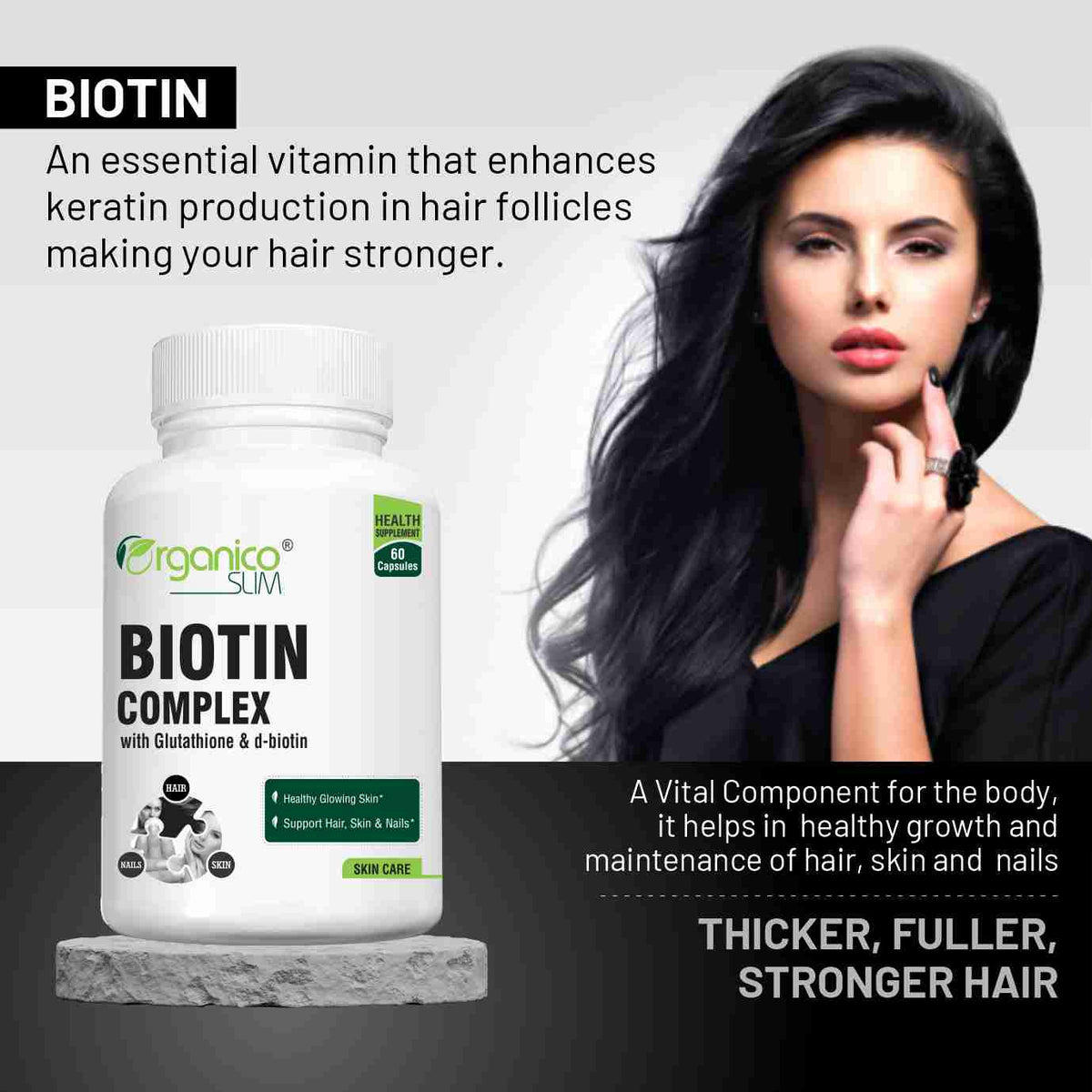 Biotin Complex Advance Formula for Healthy Hair Skin & Nails- 60 Capsules
