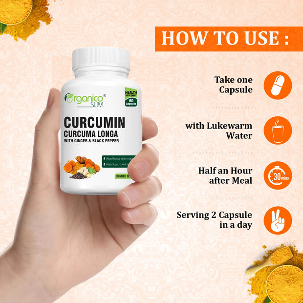 Curcumin 95% with Ginger and Black Pepper Extract- 60 Capsules