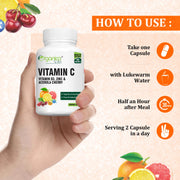 Natural Vitamin C with Acerola Cherry,Rosehip Extract - 60 Capsules