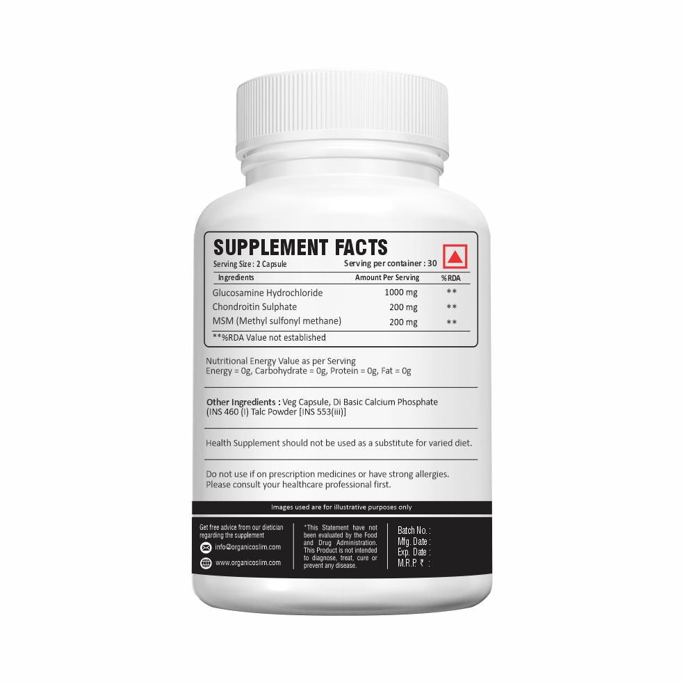 Organicoslim Glucosamine + Chondroitin & MSM, 60 Capsules — ingredient and label information 6