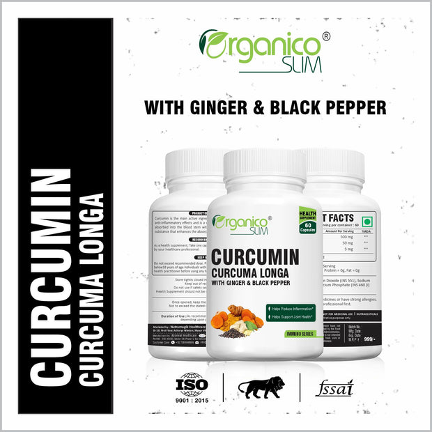Curcumin 95% with Ginger and Black Pepper Extract- 60 Capsules