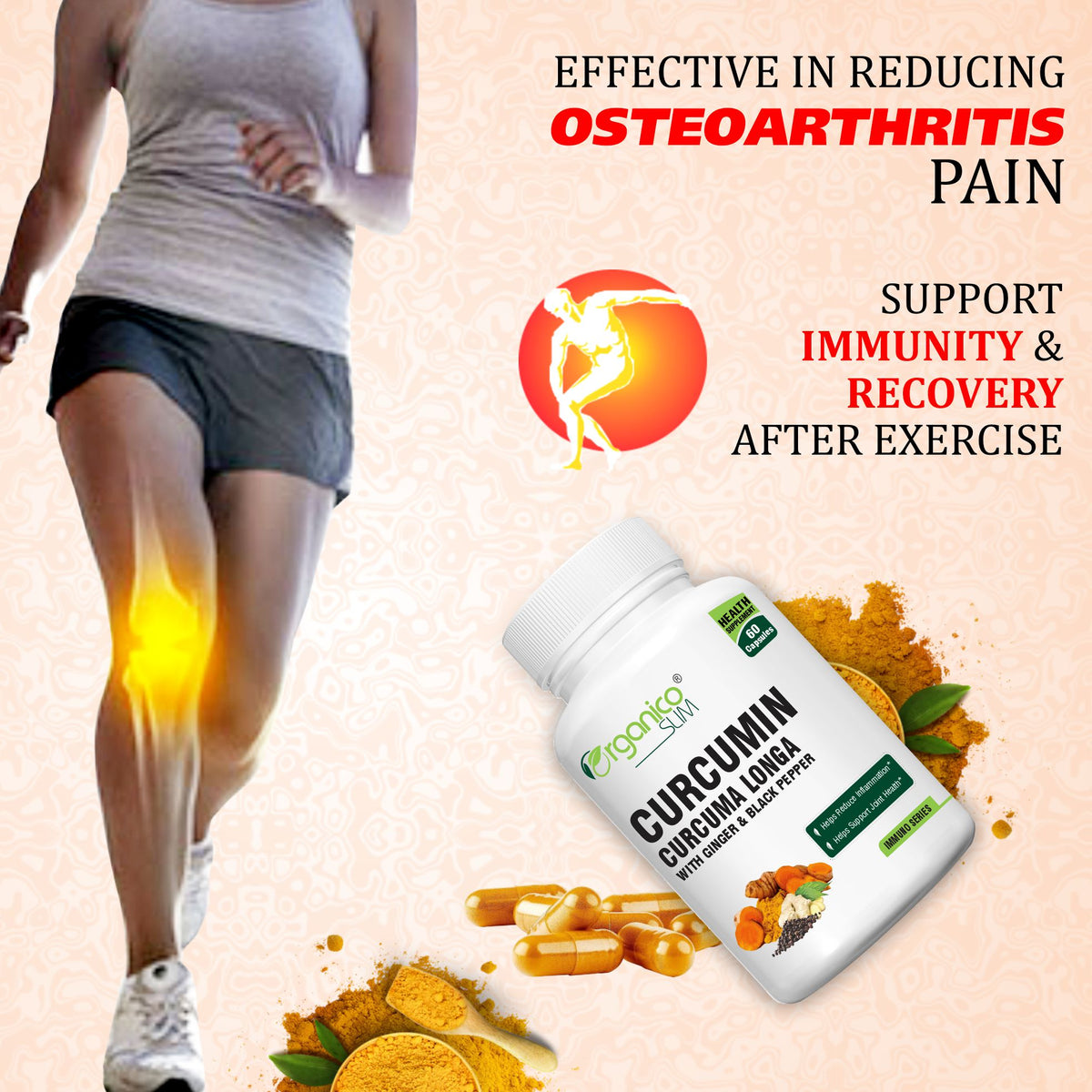 Curcumin 95% with Ginger and Black Pepper Extract- 60 Capsules