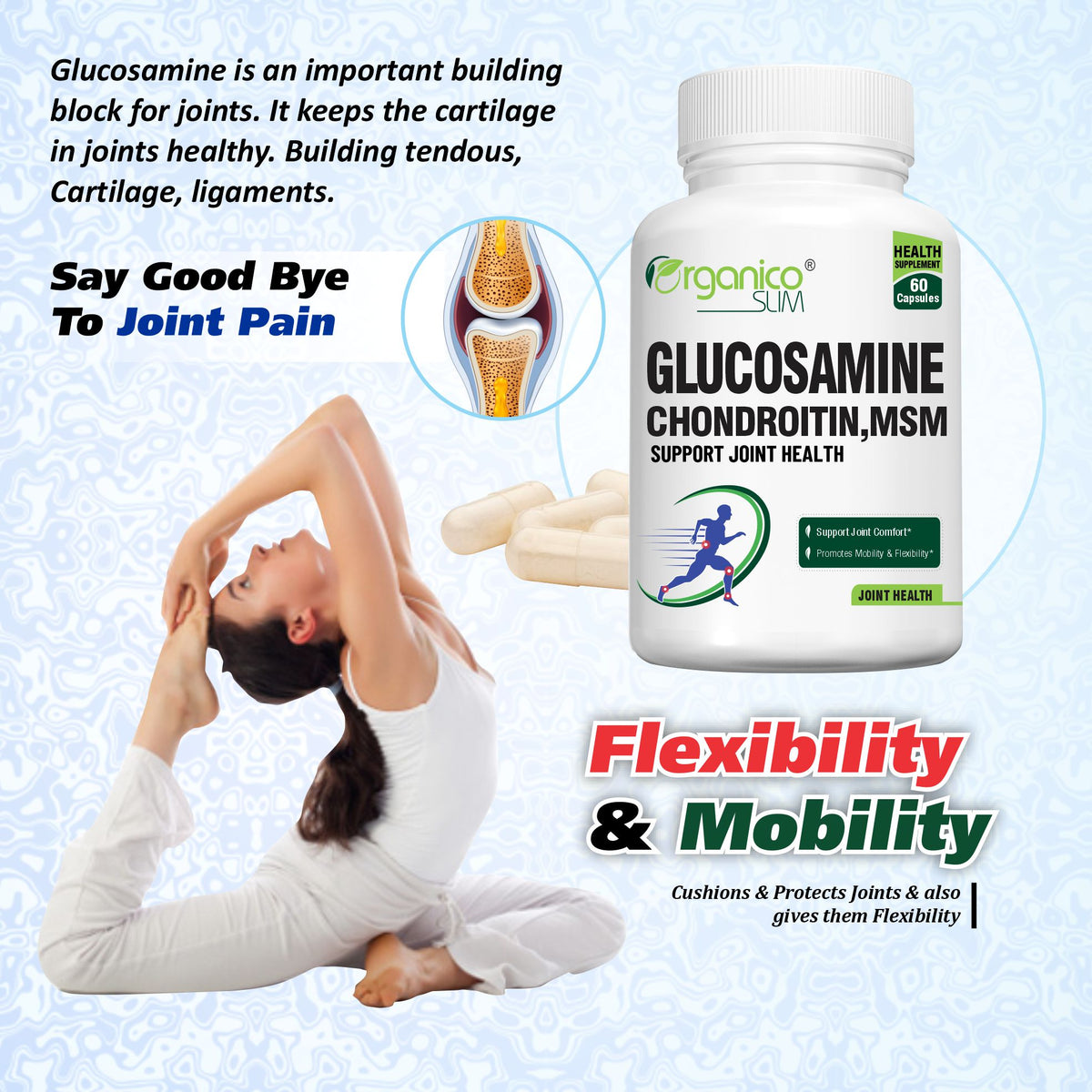 Organicoslim Glucosamine + Chondroitin & MSM, 60 Capsules — product information graphic 3