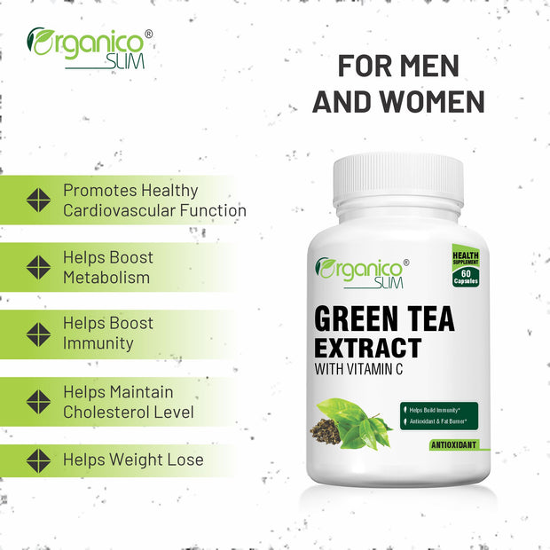 Green Tea Extract with Vitamin C for Healthy weight loss and Cardio health- 60 Capsules