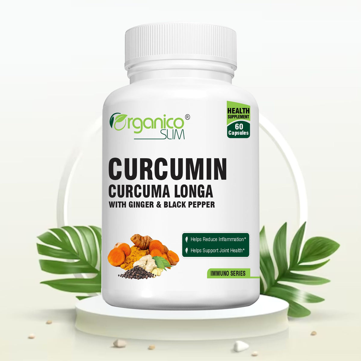 Curcumin 95% with Ginger and Black Pepper Extract- 60 Capsules