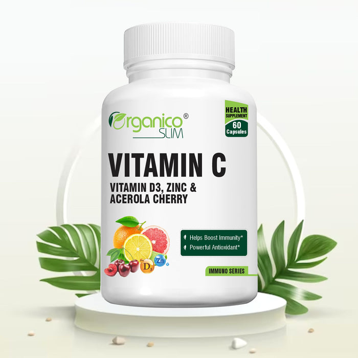 Organicoslim Vitamin C + Acerola & Rosehip, 60 Capsules — front pack